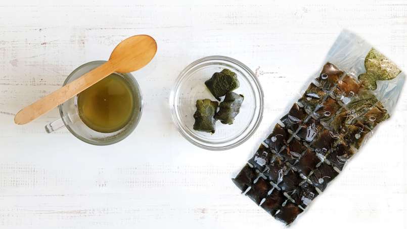 Šaldytų dilgėlių sulčių ledo kubeliai